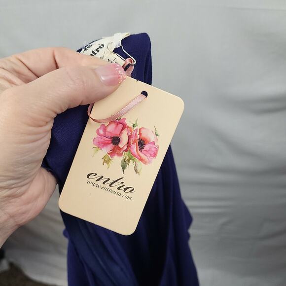 Entro Womens Blue 3/4 Sleeve V Neck Front Knot‎ One Piece Pantsuit Size Medium - Picture 9 of 11